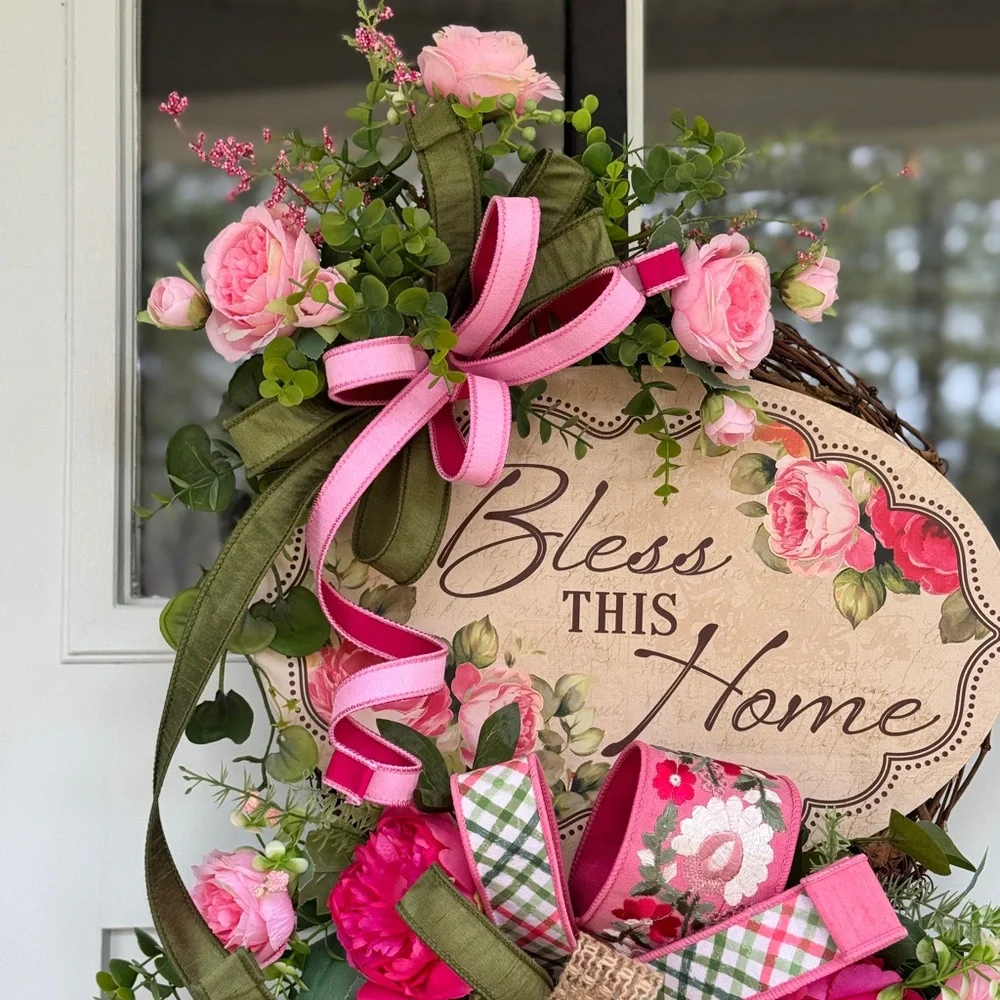 Bless This Home Floral Wreath